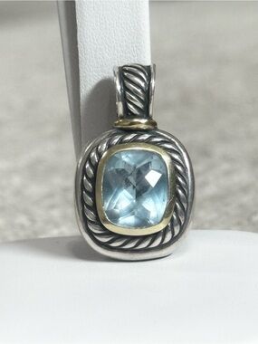 David Yurman .925 14K Blue Topaz Albion Enhancer Pendant